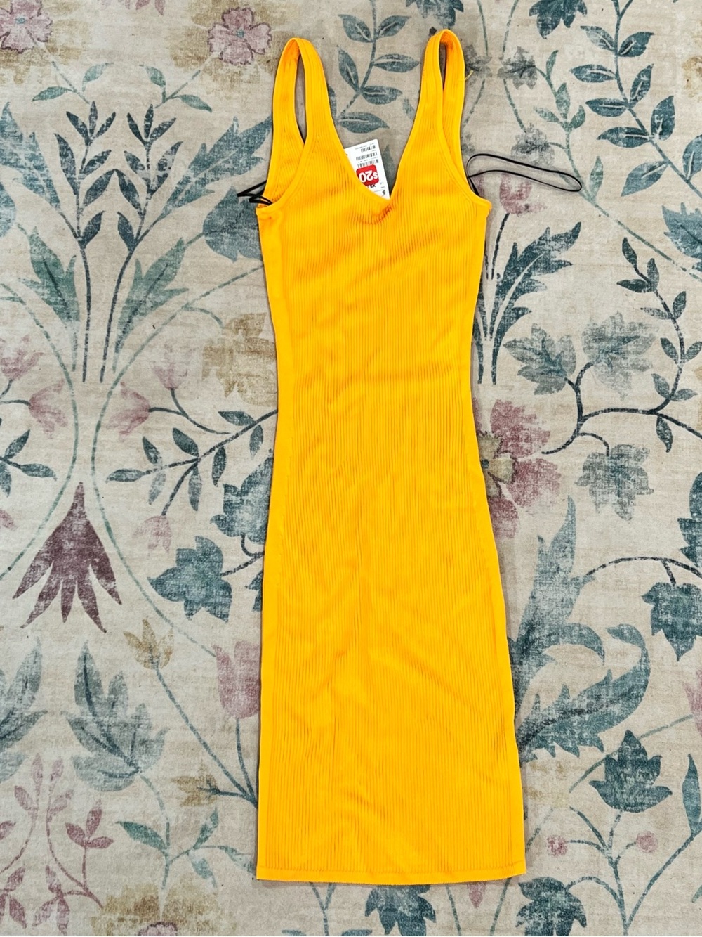 Yellow Ribbed Tank Midi Dress - H&M
